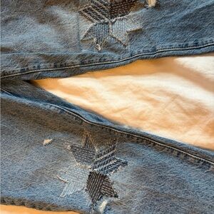 Old Navy Blue Straight-Leg Jeans with Quilted Star Knee Patches